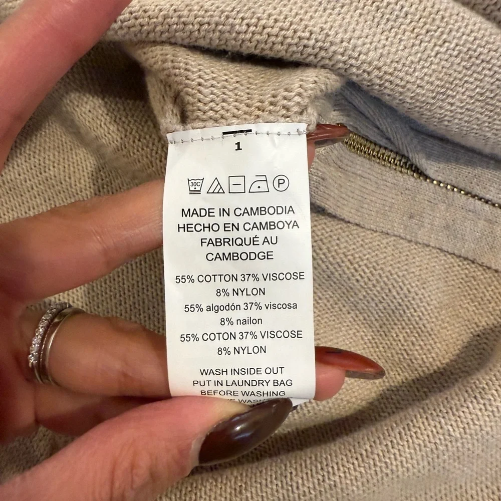 🔥Michel Kors  Beige Knit Sweater Sz L Zipper design🔥